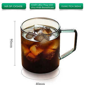 Ly thủy tinh uống trà cà phê 360ml CAFE DE KONA