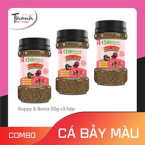 Thức ăn Cá 7 Màu nhãn hiệu GREENABC – Guppy và Betta – Độ đạm 40% giúp tăng trưởng nhanh, lên màu đẹp, đề kháng tốt  – Hộp 50g