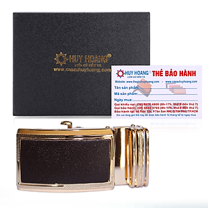 HJ9113-14-34 - Đầu khóa da bò Huy Hoàng 3,5 phân đầu vàng màu đen, nâu, vàng bò