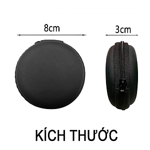 Bộ 2 Hộp đựng tai nghe cáp sạc tròn - Đen - Hàng chính hãng 