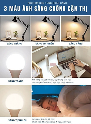 Đèn học PIXAR Bóng LED Chống Cận Bảo Vệ Mắt Có Tặng Kẹp Bàn Chắc Chắn ĐK 12cm Chất Liệu Thép Phun Sơn Tĩnh Điện D Danido