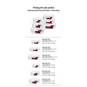 Hộp bảo quản thủy tinh LocknLock BLANC - Hộp chữ nhật