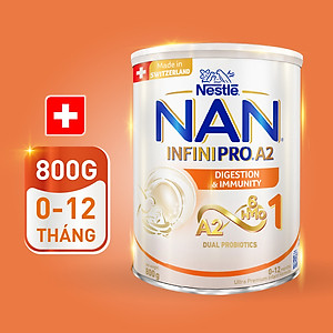 Sữa bột Nestlé NAN INFINIPRO A2 1 với công thức đầu tiên chứa đạm A2, 6HMO & Lợi khuẩn kép nhập khẩu Thụy Sĩ - Hộp 800g cho bé 0 - 12 tháng