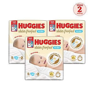Combo 3 gói Tã/bỉm dán sơ sinh Huggies Skin Perfect  S 80+2 miếng với 2 vùng thấm giảm kích ứng da