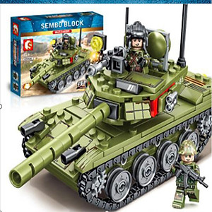 Đồ chơi lắp ráp trẻ em bằng nhựa ABS an toàn -Xe Tank chiến đấu xoay 360 độ