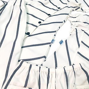 Bộ quần áo lửng cho mẹ họa tiết Sọc xám linen cotton - AICDMESQPMZ0 - AIN Closet