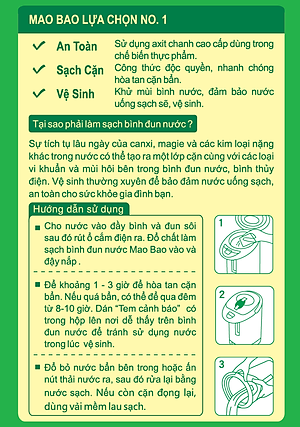 Chất Làm Sạch Bình Đun Nước Mao Bao (2 Gói x 25g)