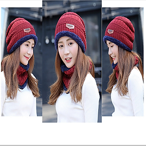 ComBo Mũ Len Kèm Khăn Cổ Hàn Quốc 