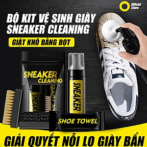 Bộ Vệ Sinh Giày Dép Làm Sạch Chuyên Sâu Giặt Giày gồm 1 bình xịt tạo bọt dung tích 150ml, 1 khăn mềm, 1 bàn chải mềm