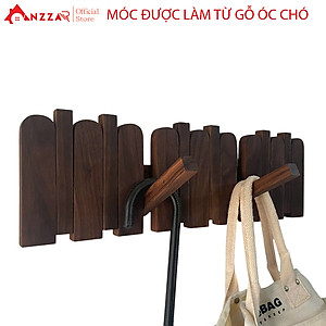 Móc gỗ treo tường gỗ óc chó cao cấp Anzzar, móc treo quần áo, phụ kiện, giá gỗ treo quần áo-MT07