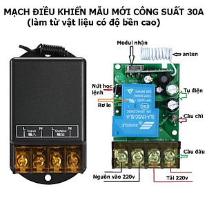 Công Tắc Điều Khiển Từ Xa 220V - 100M 30A: Công Suất Lớn, Xuyên Tường, Nút Học Lệnh - Hàng Loại 1