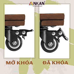 Đế Đôn Chậu Cây Có Bánh Xe Cao Cấp ANKAN Hình Vuông Màu Vàng 35x35 Cm Tải trọng 150 Kg Gỗ Tràm Bông