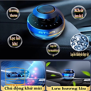 Nước Hoa Ô Tô Cánh Quạt Năng Lượng Mặt Trời ATOM – Khử Mùi, Chống Say Xe, Hương Thiên Nhiên - Hàng Nhập Khẩu