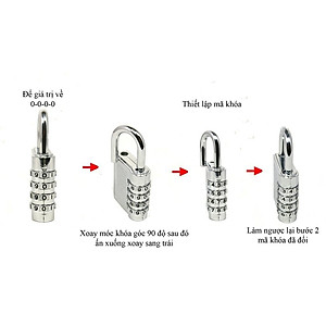Ổ Khóa Mã Số Xoay 4 Vòng, Ổ Khóa Mật Mã Không Cần Chìa Mạ Inox Chịu Được Nước 6.5*3.2 cm