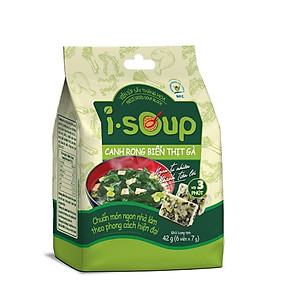 Canh rong biển thịt gà ăn liền I-Soup 42g (túi 06 viên cho 06 khẩu phần ăn)-Canh sấy lạnh công nghệ Nhật Bản