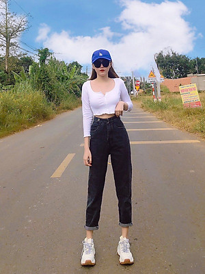 Quần Jeans nữ baggy lưng cao Novelty MS694