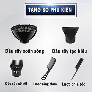 Máy Sấy Tóc Công Suất Lớn 2200W Tặng Kèm 5 Phụ Kiện - Hàng chính hãng