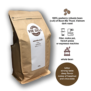 Cà phê hạt Robusta Culi Viedeli, túi 500g