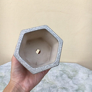 Chậu bonsai Lục giác ống mini men Rạn gốm Bát tràng 1 size BM-93