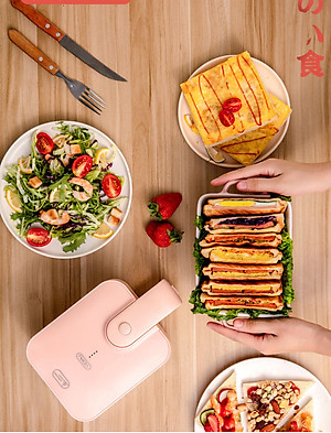 Máy Nướng Bánh Mì Đa Năng Cầm Tay Chống Dính Tuyệt Đối, Máy Kẹp Nướng Bánh Siêu Nhanh, Chiên Trứng, Nướng Thịt 2 Mặt Mini Thế Hệ Mới