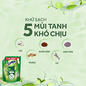 Túi Nước Rửa Chén Sunlight Bio-care Thiên Nhiên 100% Gốc Thực Vật Hương Matcha Trà Nhật 3.3KG
