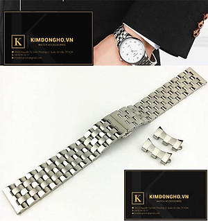Dây đồng hồ kim loại inox đúc 5 hạt đúc đặc đầu ôm và đầu bằng