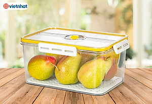 Bộ hộp thực phẩm chữ nhật HOKORI 6560, Bộ hộp đựng thực phẩm Nhựa Việt Nhật cao cấp có khóa cài chắc chắn - Hàng Việt Nam