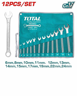 BỘ CỜ LÊ VÒNG MIỆNG 12 CHI TIẾT 6-24MM TOTAL THT1022121 - HÀNG CHÍNH HÃNG