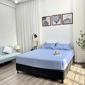 Bộ ga giường  KBedding by Everon KMTP 111 Microtencel Xanh in hoa (4 món)