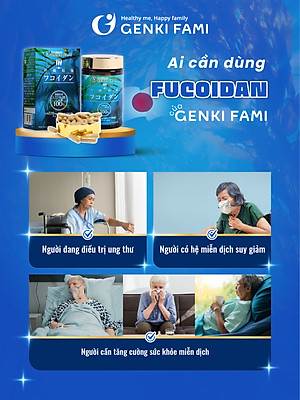Fucoidan Genki Fami Nhật Bản, Tăng Cường Đề Kháng, Miễn Dịch, Hỗ Trợ Ngăn Ngừa Ung Bướu Hộp 150 viên