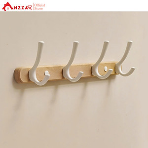 Móc Treo Tường Màu Trắng Gỗ Tần Bì Cao cấp Anzzar, Giá Treo Tường Cho Phòng Tắm Nhà Bếp Phòng Ngủ Hành lang MT-12