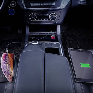 Tẩu củ sạc nhanh đa năng cho xe hơi / xe ô tô trang bị cổng Type-C PD và USB hiệu Baseus Aurora trang bị đen LED hiển thị thông số sạc (Công suất 45W - 6A, Quick Charge 3.0 / Quick Chagre 4.0, sạc nhanh PD) - Hàng chính hãng