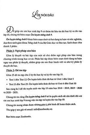 Sách Ôn Luyện Tiếng Anh Lớp 9 - Không Đáp Án (Tái Bản - Có Chỉnh Lý)