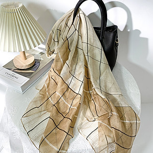 Khăn Choàng Quàng Cổ Voan Lụa Kim Tuyến Cao Cấp Sọc Caro (Nhiều Màu)