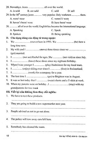 Sách Bài Tập Tiếng Anh Lớp 9 ( Có Đáp Án )