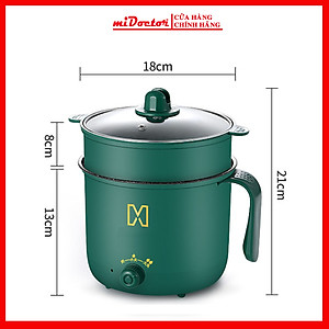 Nồi Lẩu Mini 2 Tầng - Nồi Điện Đa Năng Tặng Kèm Khay Hấp Cao Cấp 1.2 Lít - Hàng Chính Hãng - Logo trên thân nồi hình ngẫu nhiên