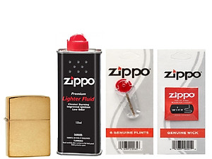 Combo 4 sản phẩm : Bật lửa Zippo Armor 168+Xăng+Đá+Bấc