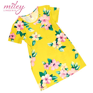 Đầm Ngủ Nữ Ngắn Có Tay Hoa Văn Natural Blow Miley Lingerie_DCP0301