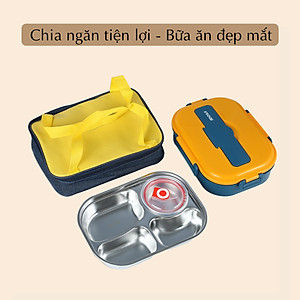 Hộp cơm giữ nhiệt Văn Phòng JIDOSA JD3850 đựng thức ăn 4 ngăn kèm bát đựng canh chống tràn