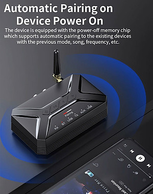 ROGTZ - Bộ Thu Phát Bluetooth 5.0 2 in 1 R22 - Chế độ chuyển đổi linh hoạt, Âm Thanh HD, Độ Trễ Thấp, Khoảng Cách 40m, Hỗ trợ aptX HD, Chip thông minh, Cổng kết nối đa dạng RCA AUX USB - Hàng Chính Hãng