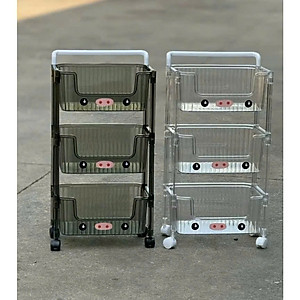Kệ Nhà Bếp 3 Tầng Trong Suốt Hình Heo Có Bánh Xe Xịn Sò - Kệ Để Mỹ Phẩm, Đồ Trang Điểm Đa Năng - HÀNG CHÍNH HÃNG MINIIN