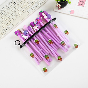 Combo bút bi dễ thương 10 chiếc tím cho cô nàng mộng mơ tặng túi zip đựng