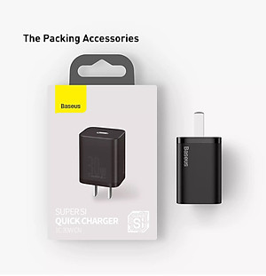 Củ sạc nhanh Baseus 30W, Củ sạc Baseus Si 30W, Củ sạc Baseus Super Si Quick Charger 30W dùng cho iPhone/ Samsung/ OPPO... (30W, Type C, PD/ QC3.0 Quick charger) - Hàng chính hãng