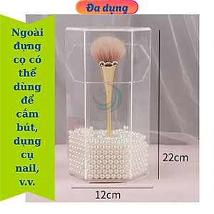 Hộp Đựng Cọ Trang Điểm Ngọc Trai Acrylic- Hộp Cọ Trong Suốt Sang Trọng- Lọ Đựng Cọ Kèm Hạt Trang Trí 3D- Hộp Makeup Brush Holder Cao Cấp- Hộp Đựng Cọ Trang Điểm Hạt Ngọc Tinh Tế