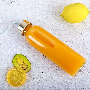 Bình Nước Thủy Tinh, Chai Detox Có Dây Xách 500ml Chai Thủy Tinh Đựng Nước 500ML - Nắp Thiếc Vặn Có Dây Treo (Bình Thủy Tinh Đựng Nước, Đựng Sữa - Chai Thủy Tinh Đựng Nước Ép)