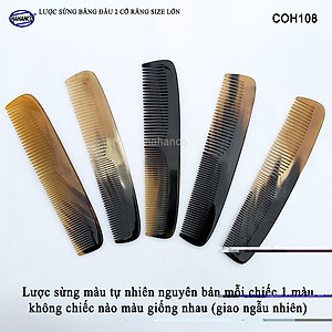 Lược sừng xuất Nhật (Size:XL- 19cm) COH108 - Lược bằng đầu 2 loại răng - Chăm sóc tóc