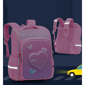 Balo chống gù dáng hộp 3D cho bé gái ,balo học sinh tiểu học in hình dễ thương HS1026