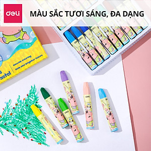Bút Sáp Màu Dầu Bọt Biển Dễ Thương Deli - 12/18/24 Màu Tươi Sáng An Toàn Siêu Mịn Tô Màu Vẽ Tranh Mỹ Thuật - EC218