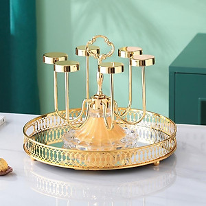 GIÁ ÚP LY CỐC XOAY 360 ĐỘ CHẤT LIỆU KIM LOẠI MẠ VÀNG CHÂN ĐẾ PHA LÊ ÁNH KIM SANG TRỌNG- VD93