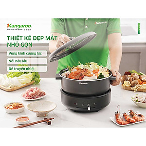 Lẩu điện Kangaroo KG40EH1, dung tích 4L, công suất 1300W, cấu trúc đĩa truyền nhiệt giúp truyền nhiệt nhanh và đều, an toàn tự ngắt khi quá nhiệt  - Hàng chính hãng